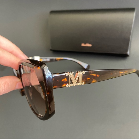 NWT Max Mara 58mm Oversized Gradient Sunglasses DARK HAVANA - Picture 7 of 10